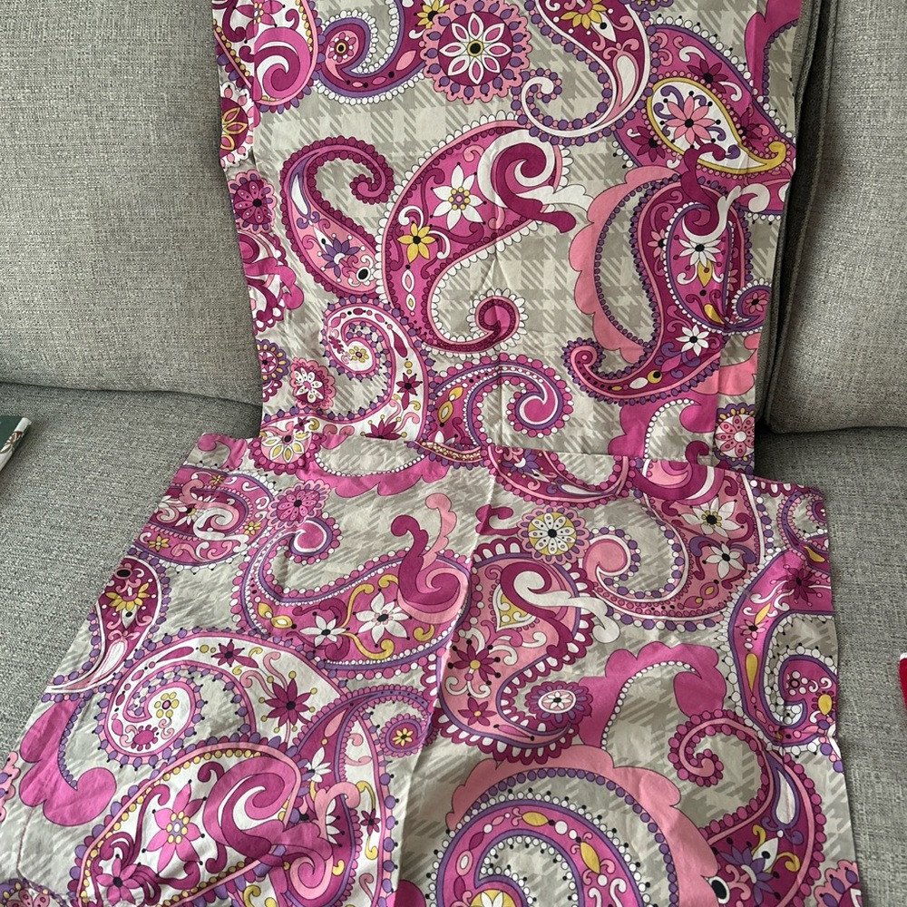 Vera Bradley Pillow Shams Set of 2 Pink Paisley Plaid Cotton Standard Covers